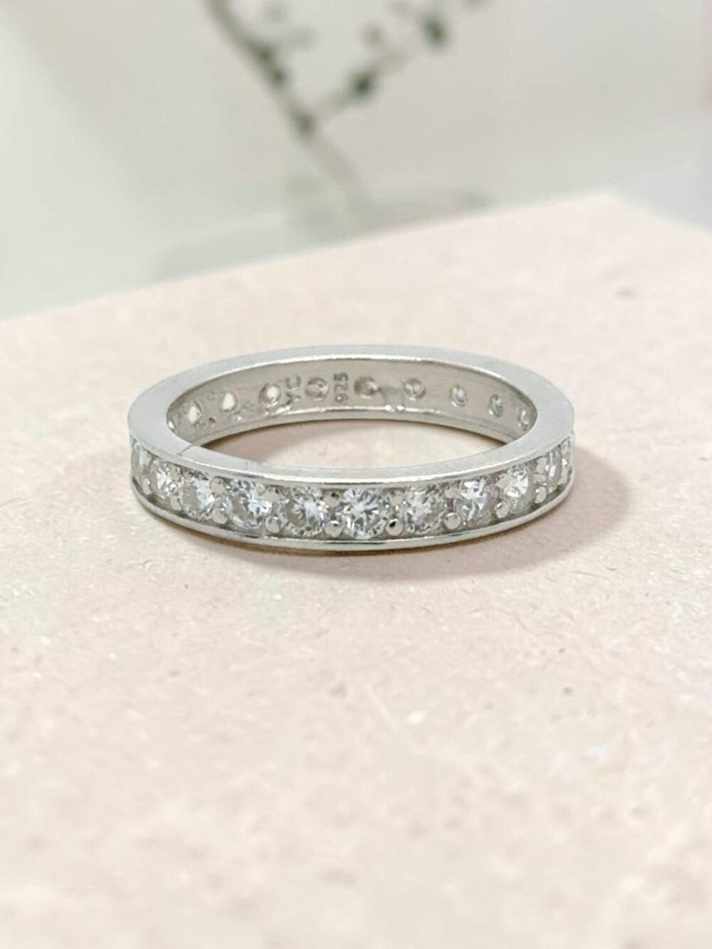 Round CZ Eternity Ring in 925 Sterling Silver